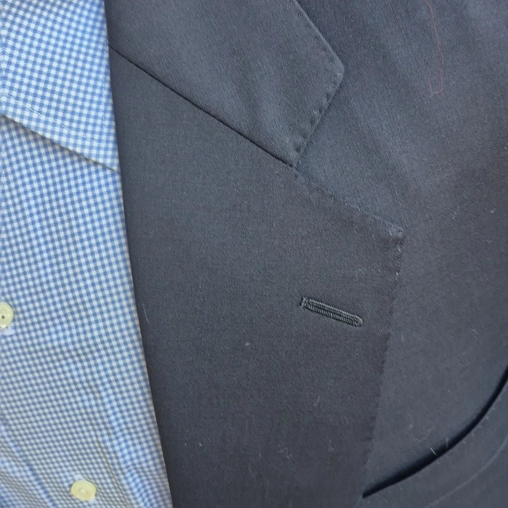SAMUELSOHN Dark Navy Solid Loro Piana Super‎ 110s Wool Mens Sz 44 L Sport Coat